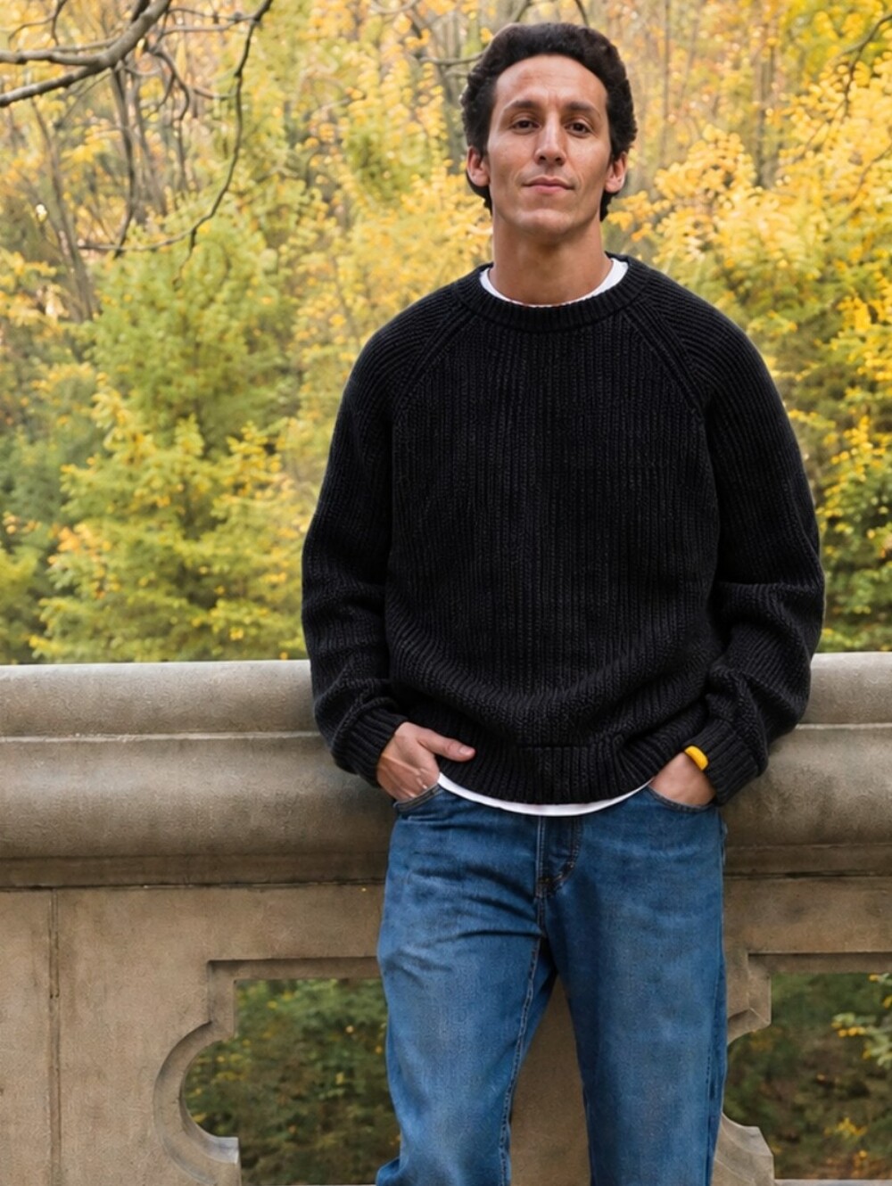 YELLOW THE LABEL CHUNKY COTTON KNIT SWEATER